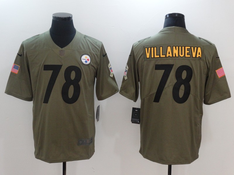 Men Pittsburgh Steelers #78 Villanueva Nike Olive Salute To Service Limited NFL Jerseys